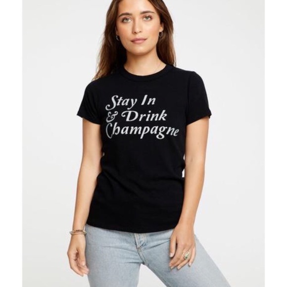 Chaser Stay In & Drink Champagne Graphic Tee Size Medium - Picture 6 of 6